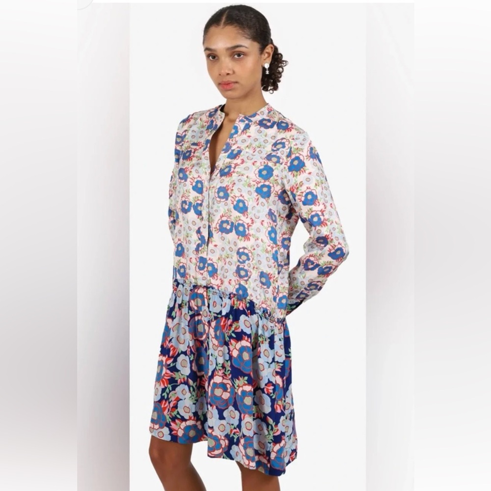NEW! SANDRO Kimberly Floral Silk Midi Dress SZ 36 - Picture 4 of 14